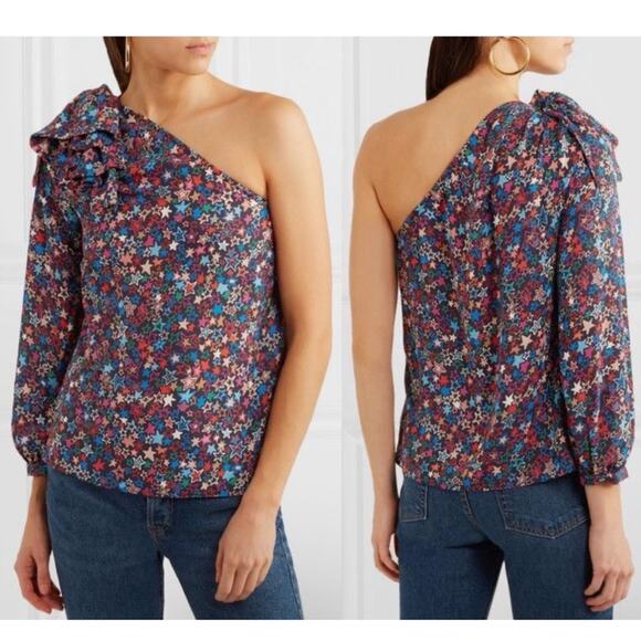 J. Crew One-shoulder Kaleidoscope Star Print Top size 8 - Picture 1 of 16